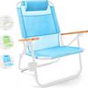Water Buffalo Bondi Beach Chair  Backpack Beach Chair for Adults with Reclining Positions, Cup Holder & High Back Support (Swim Cap Blue)