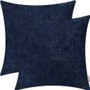 Brawarm Throw Pillow Covers Decorative 18 X 18 Inches Pack of 2 Cozy Chenille Cushion Cases for Couch Sofa Bed Living Room Home Navy Blue