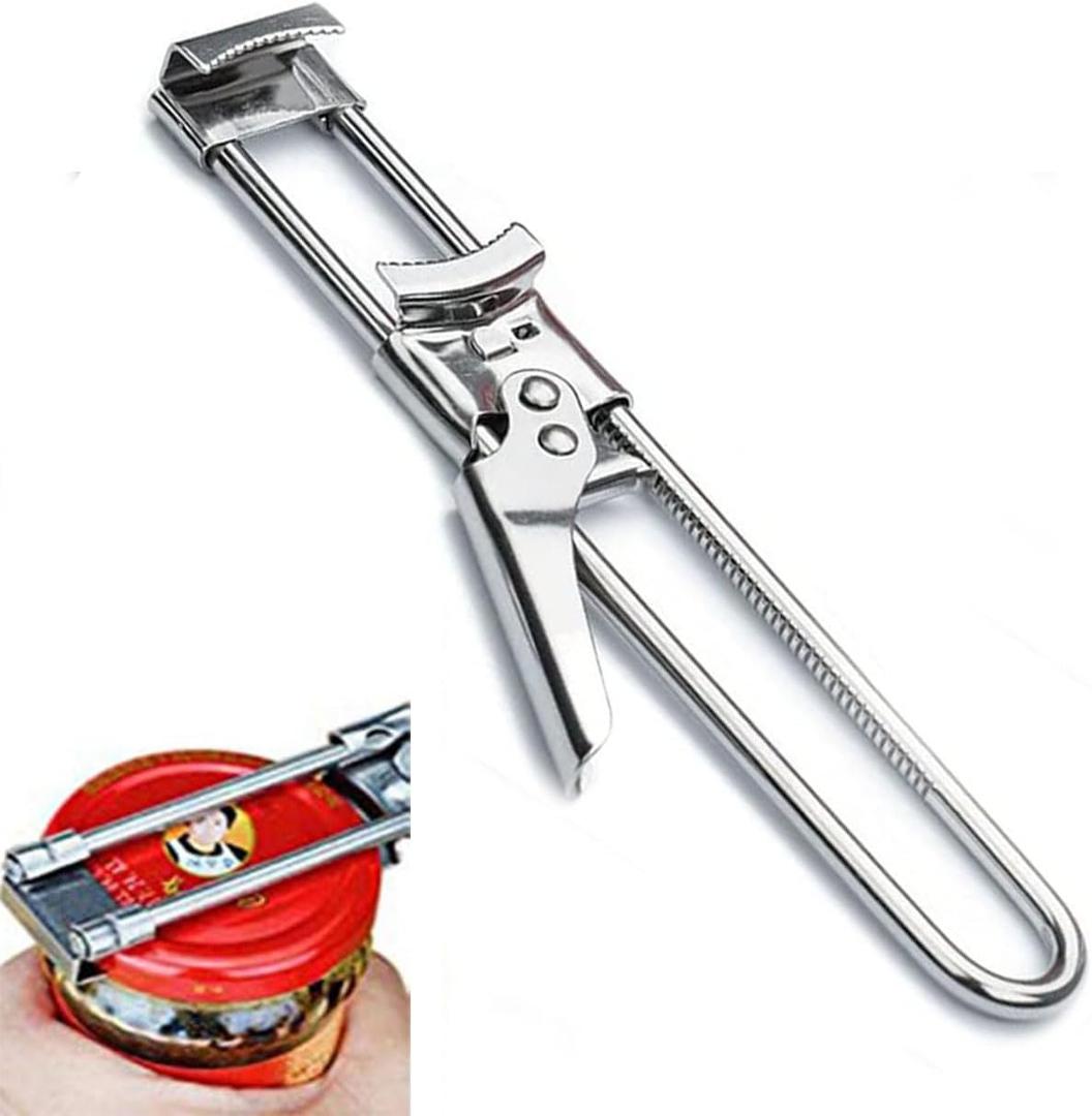 Master Jar & Bottle Opener, Adjustable Multifunctional Stainless Steel Can Opener and Jar Lid Gripper, Manual, Kitchen Accessories (Silver)