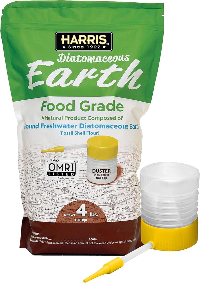 HARRIS Diatomaceous Earth Food Grade, 4lb with Powder Duster Included in The Bag