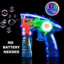 6 Pcs Bubble Gun Shooter LED Light up(no Batteries Needed), Wind up Operated Bubbles Blaster Blower with Bottle Solutions, Bubble Blowing Toy kit for Kid Boy and Girl Outdoor Summer Game Party Favor, Small
