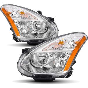 Headlights Assembly Compatible with 2008-2013 Nissan Rogue | 2014-2015 Nissan Rogue Select, For Factory Halogen Headlamp NOT FIT HID Headlights