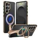 TIANNIUKE for Samsung Galaxy S25 Ultra Case 360°Rotatable Magnetic Ring Holder Stand with Silicone Strap, Fit for MagSafe Mil-Grade Shockproof Translucent Matte Phone Cases for S25 Ultra (Desert Gold)