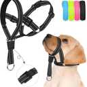 Weesiber Soft Dog Head Collar - Adjustable Dog Head Harness, Padded No Pull Head Halter Collar with Reflective Safety Strip for Training and Walking(Black,S)