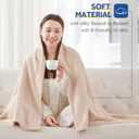 Sealy Electric Blanket Queen Size, Flannel Heated Blanket with 10 Heating Levels & 1-12 Hours Auto Shut Off, Fast Heating Warm Blanket, Machine Washable, Beige, 84 x 90 Inch