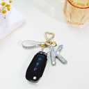 2 x Initial Keychain for Women Cute - White Letters Charms for Bogg Bag Handbags, Bling Car Key Accessories, Personalized Gifts