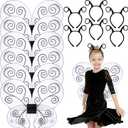 6 Set Black Bug Wings with Antenna Headband Halloween Costumes Grey Bug Wings Dress up Cosplay Party Favors