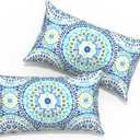 Outdoor Lumbar Pillows 12x20 inch, Rectangle Throw Pillows with Inserts, Decorative Lumbar Cushions for Patio Furniture Garden Couch Home Sofa Office Chair, Pack of 2, Delancey Lagoon