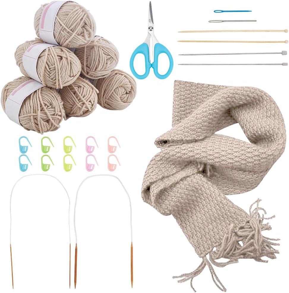 WEBEEDY Scarf Knitting Kit Complete Knitting Starter Kit for Adults, Learn to Knit Scarf Set with Yarn, Knit Needles, Detailed Video Tutorial for Beginners Craft Set Supplies