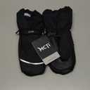 MCTi Kids Mittens Waterproof Winter Ski Warm Sherpa Lined Long Cuff with String (Small, Black)