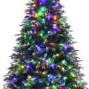 Goplus 5FT Pre-Lit Artificial Christmas Tree, Hinged Realistic Snowy Xmas Pine Tree W/ 250 Color Changing LED Lights, 11 Flash Modes, Pine Cones and Red Berries, for Home, Office, Party Decoration