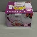 Jucoan Vintage Enamel Tea Kettle, 2.6 Quart Floral Enamel Water Kettle Teapot with Porcelain Handle for Stovetop Home Kitchen Camping, Housewarming Wedding Bridal Shower Thanksgiving Christmas Gift