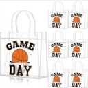Wesnoy 20 Pcs Basketball Goodie Bags Basketball Party Favor with Handles Reusable Sport Themed Treat Bags for Candy Birthday Party Supplies 8 x 8 x 3.15''