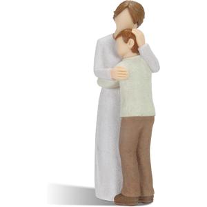 Mother Son Embrace Sculpture, Hand-Painted Mom & Son Figurine for Cherishing Maternal Bond, Memorial & Gifting on Mother's Day/Birthday/Christmas