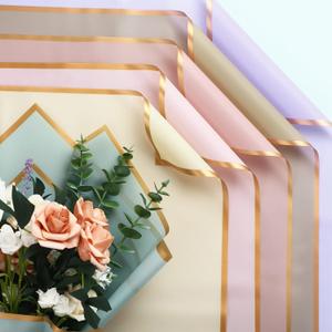 100 Sheets Flower Wrapping Papers Waterproof Gold Edge Bouquet Wrapping Paper Assorted Korean Flower Wrap Florist Paper for Mother's Day Wedding Florist Bouquet Gifts Supplies(Vivid Color)