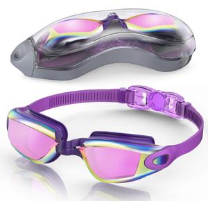 Aegend Swim Goggles, Swimming Goggles No Leaking Full Protection Adult Men Women Youth (Purple Black)