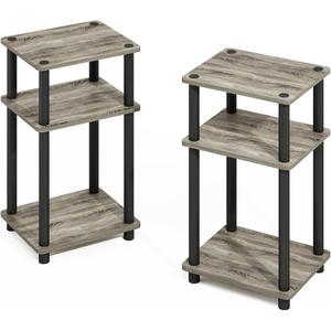 Furinno Turn-N-Tube Easy Assembly Stackable Standing Shelf, French Oak/Black