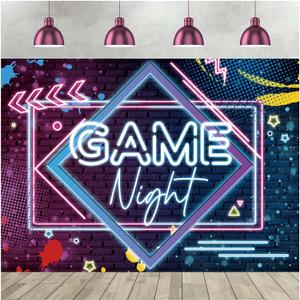 Yongqian 7x5ft Game Night Theme Photography Backdrop Neon Glow Backdrop Birthday Party Decoration Sleepover Prom Gaming Party Decor Photo Studio Props