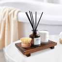 Farmhouse Bathroom Counter Organizer Wooden Display Pedesta Stand Small Kitchen Countertop Trays Decorative Wood Riser Dish Soap Dispenser Holder for Bathroom Decor Sink Accessories Vanity Tray