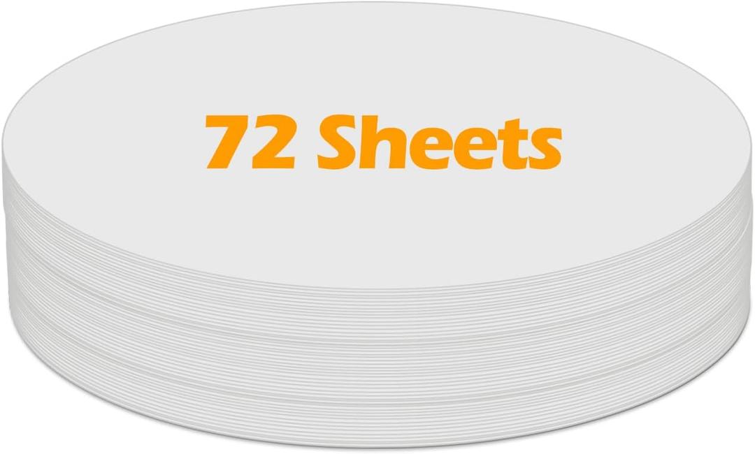 Ezyaid White Cardstock Paper Circles for DIY Arts and Crafts, Thick Cardstock 6 Inches Cutout Round Shape, Circular 92lb/250gsm Pre-Cut Heavy Card Stock 72 Sheets for School Crafting Supplies