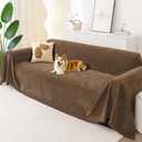 Smiry Couch Cover for Dogs, Washable Chenille Sofa Covers for 3 Cushion Couch, Soft Sofa Slipcover for Pets, Thick Sectional Furniture Protector with Tassels (Chocolate, 88.5x118 Inch)