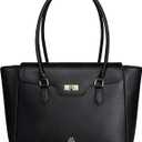 LOVEVOOK Laptop Bag for Women Soft Leather Work Bag, Office Shoulder Tote Purse Professional Briefcase with Flap Design (15.6 Inch, Black)