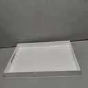 KEVLANG Glossy White Acrylic Serving Tray, 14x20Inch, Sturdy Kitchen Countertop Organizer, Decorative Vanity Table Tray, Ottoman Tray, 3/16 inch Thickness