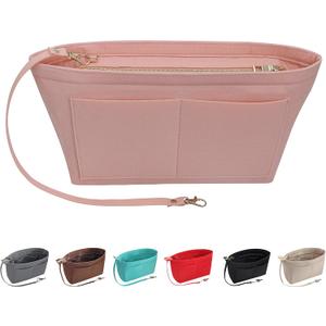 Purse Organizer Insert Felt Purse Insert Bag Organizers Multi Pockets Tote Bag in Bag for Women,Pink-XL
