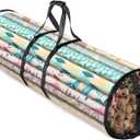 ZOBER Round Christmas Gift Wrapping Paper Organizer Storage - 40 Inch Gift Wrap Storage Containers - Wrapping Paper Holder, Clear PVC Waterproof, Fits 25 Standard Rolls - Black