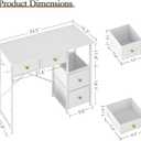 3IngSeagulls Small Computer Desk with 4 Fabric Drawers, Simple Writing Desk for Home Office, Compact Study Desks for Small Spaces, Kids Desk Study for Bedroom, White