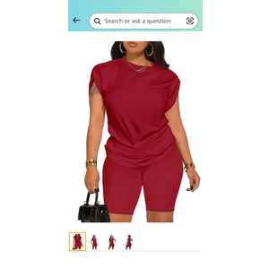PINSV Women 2 Piece Outfits Summer Sweatsuits Biker Short Workout Jogger Sets, XL