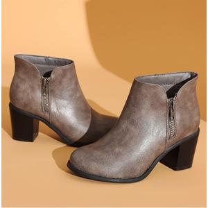 Luoika Women's Wide Width Ankle Boots, Chunky Heel Side Zipper Extra Wide Short Booties. size 8