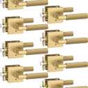 Asidrama 8 Pack Champagne Bronze Privacy Door Handles, Door Lever with Door Knobs Indoor for Bedroom or Bathroom, Heavy Duty Door Handles Interior with Locks for Left Right Sided Doors