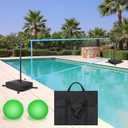 Pool Volleyball Net Set with Weighted Base, Volleyball Net for Inground Pools Portable Outdoor, Water Volleyball Game Toy with LED Light for Backyard Party, 15ft-32ft Adjustable Length