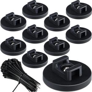 Yookeer Magnetic Zip Tie Mount Multipurpose Cable Holder Magnets Magnetic Wire Management Bases with Heavy Duty Zip, Mount Nylon Cable Ties in Total(60 Pieces,43 mm)