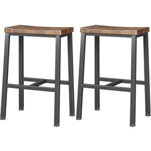 Homeiju Bar Stools, Counter Height Bar Stools Set of 2, 23.6 Inch Saddle Stools with Footrests, Industrial Kitchen Counter Seat for Dining Room, Kitchen, Counter, Rustic Brown