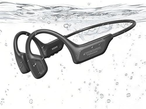 Fanisic 2026 Latest Swimming Headphones/Earbuds, Bluetooth 6.0 & MP3 with 32GB Memory IPX8 Waterproof Bone Conduction Headphones, Underwater Open Ear Headphones Secure Fit for Surfing Cycling Running
