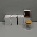 Square Glass Storage Jars, 4 Pack Glass Jars with Bamboo Lids, Clear Spice Canister