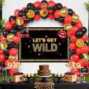 Cheetah Cherry Party Decorations Balloon Garland Kit – Let’s Get Wild Backdrop 5ft × 3.3ft with Leopard Print Balloons for Birthday, Bachelorette, Wild Theme Celebrations & Unforgettable Photo Moments