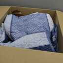 Cottolester Quilt Set California King Size 3 Pieces,Striped Plaid Bedspread Coverlet Set,Mineral Blue Boho Summer Bedding Set Soft Microfiber Bedding Set with 2 Pillow Shams 112"x96"
