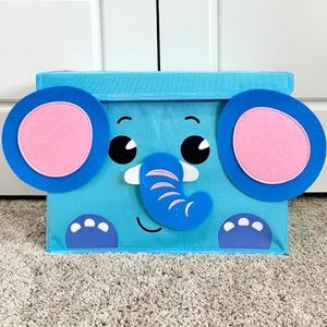 QUOKKA Toy Storage Box for Boys and Girls - 16x12x10 In Elephant Toy Chest Organizer for Kids - Collapsible - Handles - Flip Top Lids - Fabric Foldable Bin for Playroom - Nursery Room Organization QUOKKA Toy Storage Box for Boys and Girls - 16x12x10 In Elephant Toy Chest Organizer for Kids - Collapsible - Handles - Flip Top Lids - Fabric Foldable Bin for Playroom - Nursery Room Organization