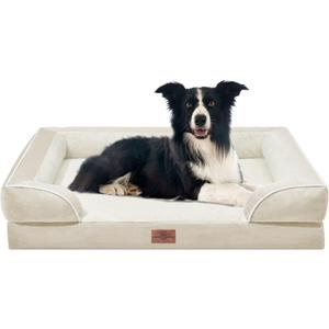 Comfort Expression Orthopedic Dog Bed for Large Dogs 36x27 Inch, Waterproof Supportive Egg Crate Foam Large Pet Bed with Removable Bolsters, Dog Couch with Washable Cover & Non-Slip Bottom, Beige