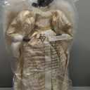 Glitzhome 24" H Black Angel Tree Topper, Standing Elegant Faux Fur African American Angel Decoration for Valentine's Day, Wedding Holiday Party Decorations and Gifts