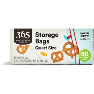 365 by Whole Foods Market, Quart Size Storage Bags, Double Zipper, 50 Count, 2723/10/25