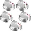 Sikawai DG94-03500A/Z Fit for Samsung Stove Knob, DG94-03500V DG94-03500W- Designed Specifically for Samsung Stove Models: NE63T8111SS NE63T8311SS NE63T8751SS NE63T8711SS (5pcks) (Silver)