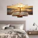CCWACPP 5 Piece Christian Wall Art Bible Pictures Christ Spiritual Prints Cross Painting Canvas God Poster for Office Prayer Room Home Decor Framed (10"x16"x2 10"x20"x2 10"x24"x1)