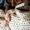 Nuzzie Chunky Knit Weighted Blanket - Breathable, Cooling, Hand Made Knit Throw Blanket for Sleep - Machine Washable, Stylish Decor Design (Cream, Queen | 28lbs | 80"x80")