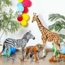 Amyhill 3 Pcs Jungle Safari Animal Cardboard Cutout Standup Life Size Safari Birthday Party Decorations Tiger Giraffe Zebra Cardboard Cutouts for Baby Shower Birthday Party Photo Backdrop Favors