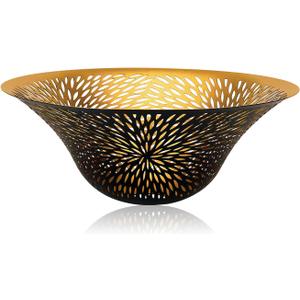 Floor Lamp Shade Replacement for Floor Lamp Shade - ALUCSET Ceiling Fan Replacement Globes 12.2x4.9x7.5 Inches Fitting Opening 1.65" Etching Small Chrysanthemum Metal Lamp Shade (Black Gold)