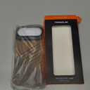 TENDLIN Compatible with iPhone Air Case Wood Grain with Carbon Fiber Texture Design Leather Hybrid Slim Case (Hairline)